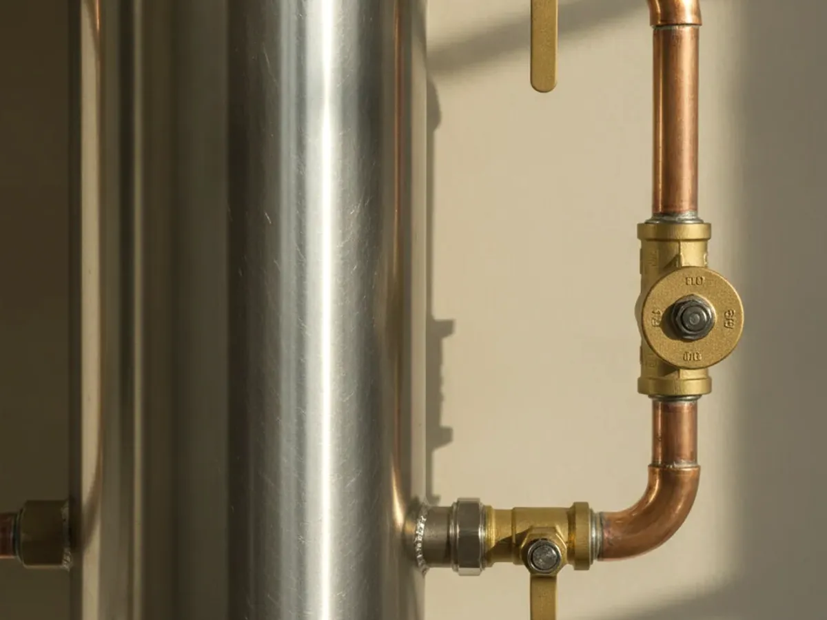 Whole-House Filtration equipment detail in a residential water-treatment setup